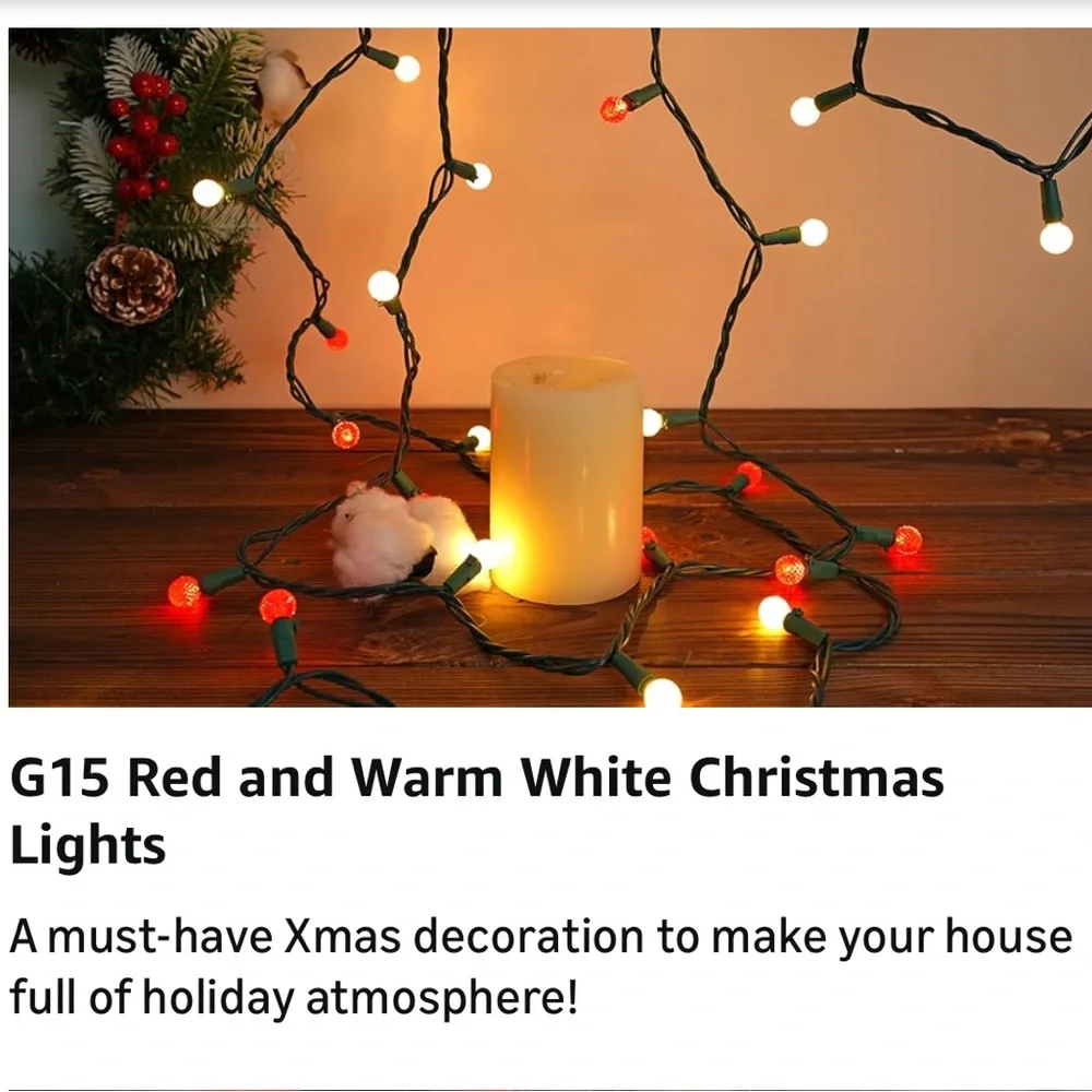 Holiday 50 LED Mini Globe String Lights (Indoor/Outdoor) 17ft Red & Warm White